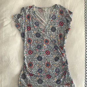 Boden Short-sleeved Floral Wrap Top